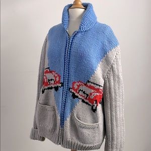 Mary maxim sweater with race car